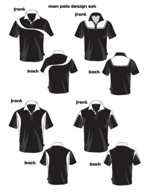 Black and white man polo shirt design clipart