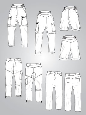 Man clothes greyscale summer collection isolated clipart