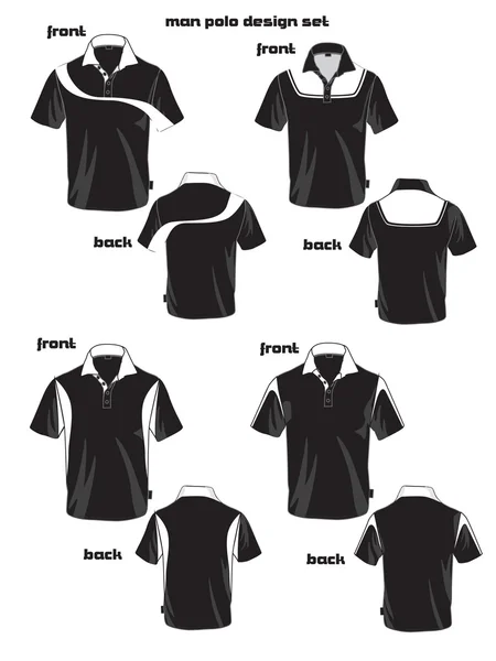 Siyah-beyaz erkek polo gömlek tasarım — Stok Vektör