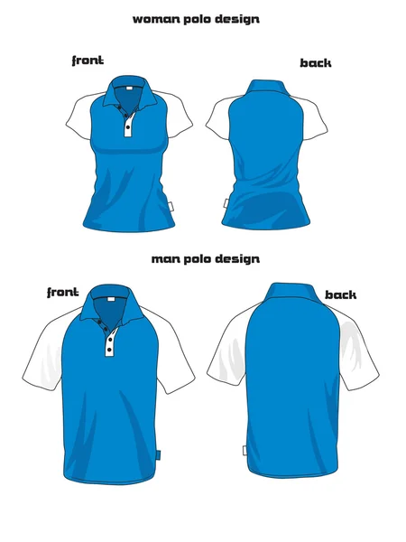 Kadın ve erkek polo gömlek tasarım renkli — Stok Vektör