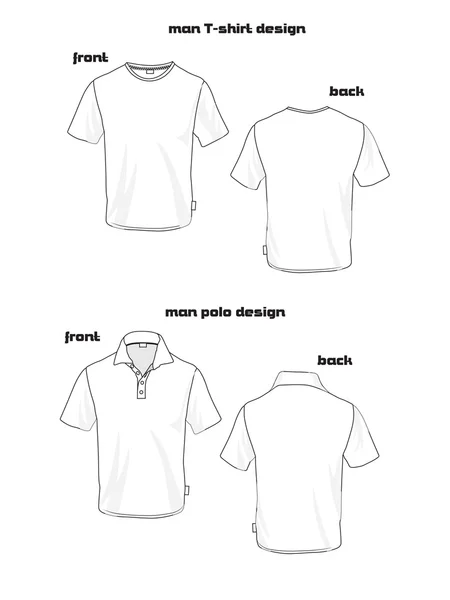Temel erkek polo ve gömlek tasarım — Stok Vektör