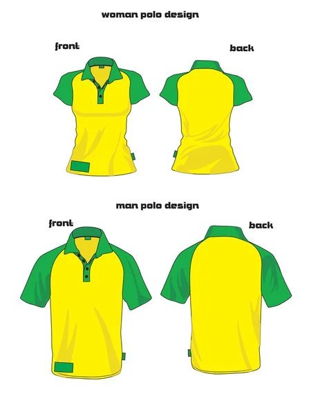 Woman and man polo shirt colored design — Stock Vector