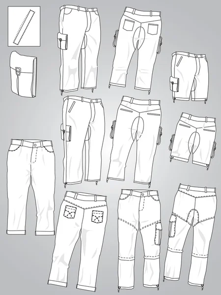 Чоловічий одяг сірої літньої колекції ізольовані — стоковий вектор