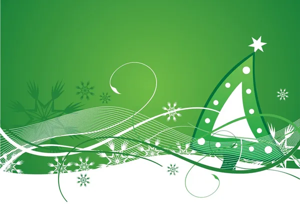 Noel yeşil kar arka plan — Stok Vektör