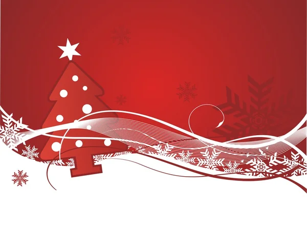メリー クリスマス ツリーは赤い背景 — ストックベクタ