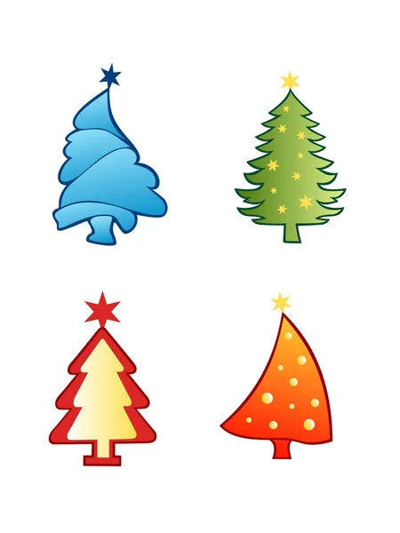 Vánoční barevný strom set vektor — Stockový vektor