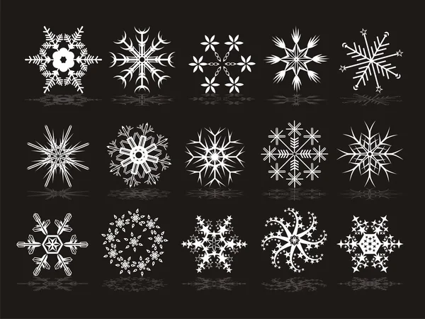 Sneeuwvlok collectie vector-elementen — Stockvector