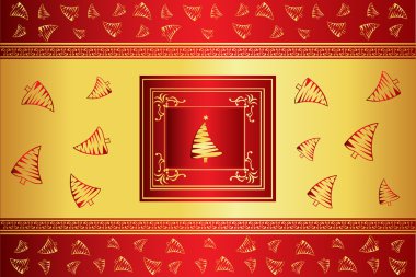 Christmas gold and red vector card clipart