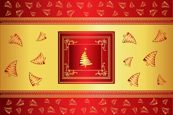 Christmas goud en rood vector kaart — Stockvector