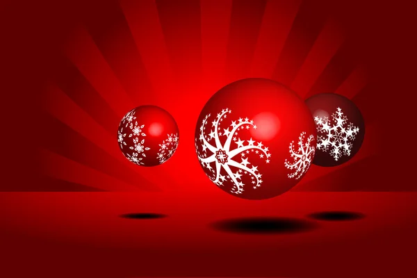 Bola de Natal em fundo vermelho — Vetor de Stock
