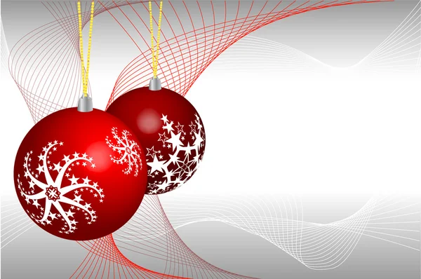 Kerstmis rode bal in zilveren achtergrond — Stockvector