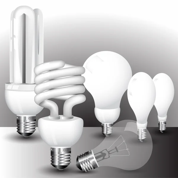 Realistic vector-illustration of a economy light bulb collection — Stock Vector
