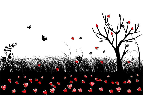 Аннотация Valentine little heart in love tree vector
