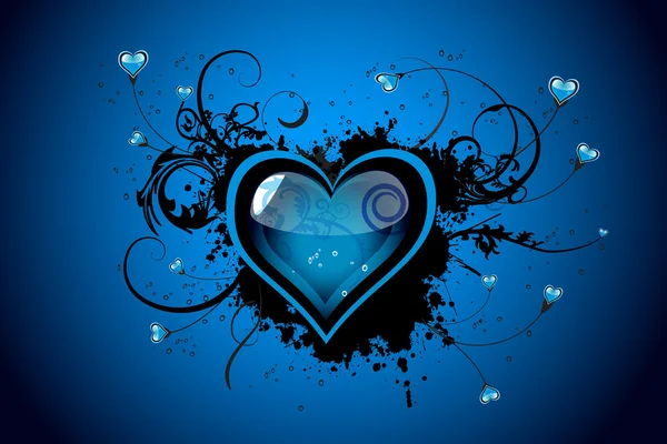Schöner blauer blumiger Valentinstag-Vektor — Stockvektor