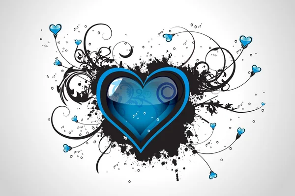 Beautiful blue floral Valentine´s day vector — 스톡 벡터