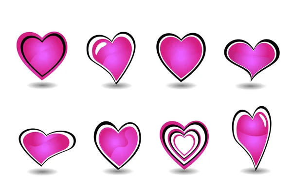 美丽的粉红色心元素设置矢量 — 图库矢量图片