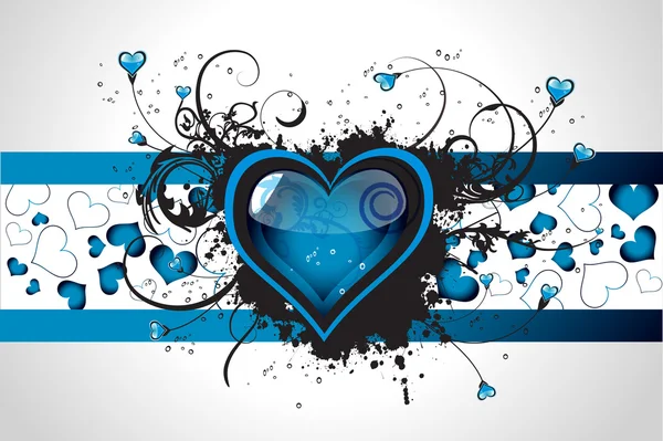 Beautiful blue floral Valentine´s day vector — 图库矢量图片
