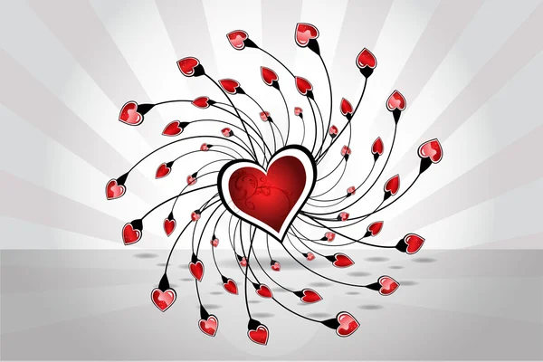 Belle Saint Valentin petit coeur amour bague vecteur — Image vectorielle