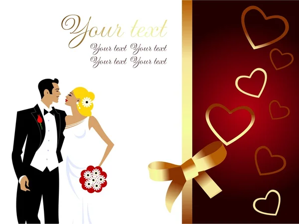 Carte postale de mariage décent — Image vectorielle
