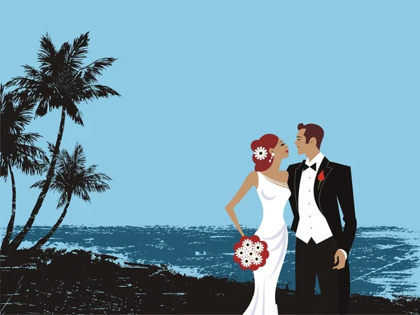 Matrimonio fresco giovane coppia carta — Vettoriale Stock