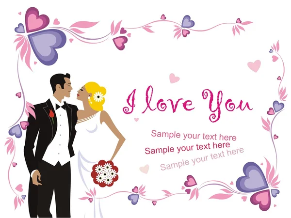 Carte postale de mariage — Image vectorielle