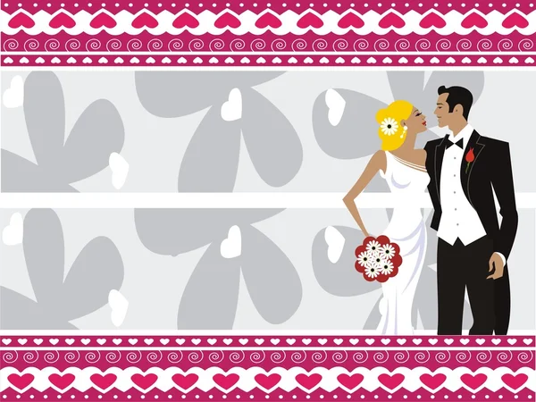 Hochzeit frisches junges Paar Karte — Stockvektor