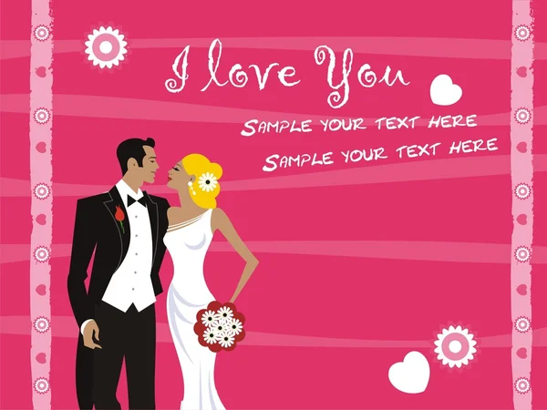 Casamento casal deseja design de cartão Gráficos De Vetores