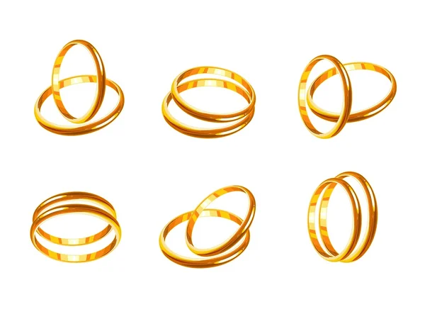 Boda anillo de oro composición conjunto — Vector de stock