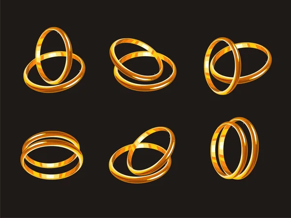 Conjunto de composição anel de ouro casamento — Vetor de Stock
