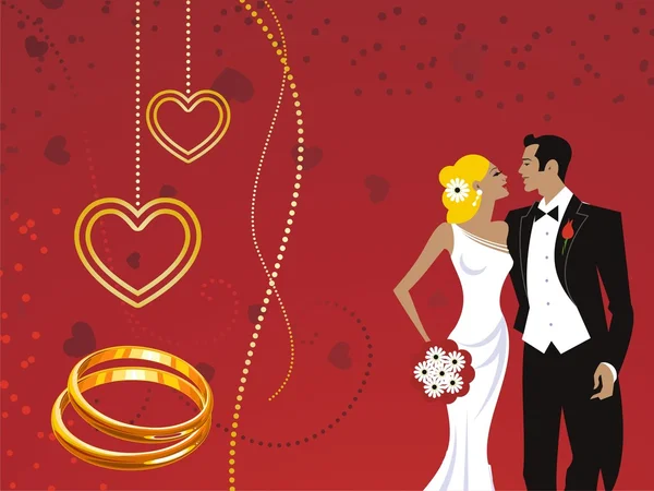 Güzel düğün çift illüstrasyon — Stok Vektör