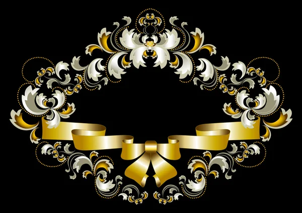 弓と金の装飾とアンティークのフレーム飾り — ストックベクタ