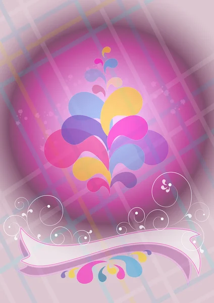 Décoration boule et ruban violet convexe — Image vectorielle