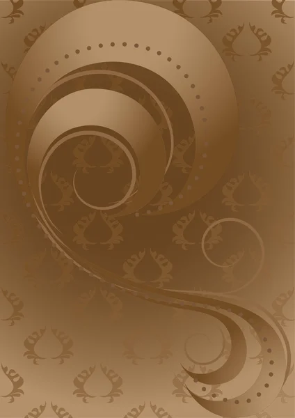 Rubans abstraits et perles sur fond brun à motifs — Image vectorielle