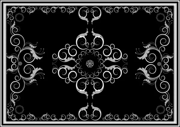 Oriental ornaments for rug in dark background — Stock Vector