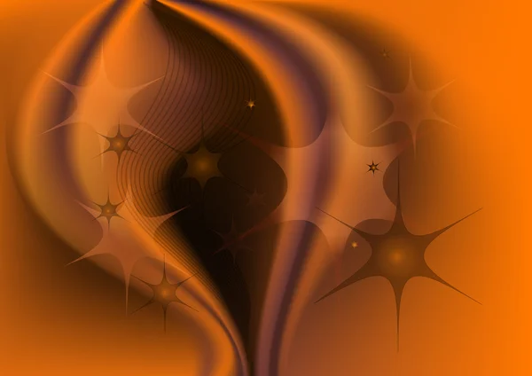 Estrellas transparentes sobre el fondo naranja parduzco abstracto . — Vector de stock