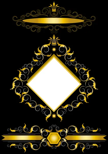 Gold frame in the antiques style. — Stock Vector