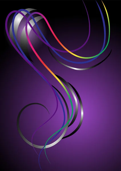 stock vector The bright curved stripes on purple background.Banner