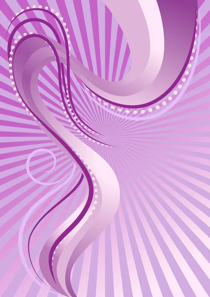 Purple stripes and waves on the background of violet rays.Banner. — Stock Vector