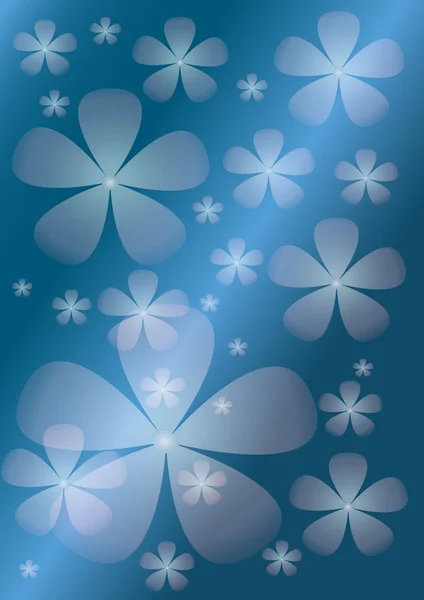 Abstrakter blauer Hintergrund mit transparentem Blumenhintergrund. — Stockvektor