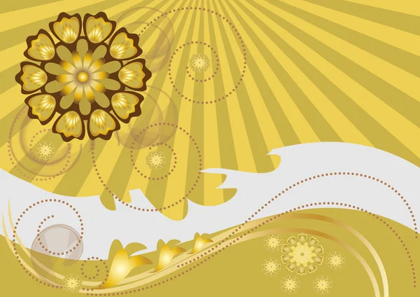 Bloemen met parels op een gele gestreepte background.banner. — Stockvector