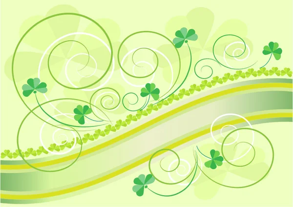 Bloemblaadjes klaver decoratie op een licht groene background.postcard. — Stockvector