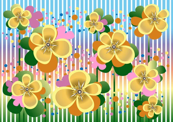 Pale yellow flowers in a colorful background.Banner. — Stock Vector
