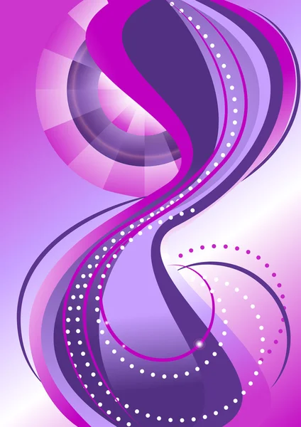 円と紫の色合いで、背景に波のバンド。バナー. — ストックベクタ