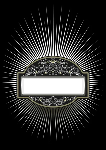 Cadre de cérémonie avec décoration argentée sur fond noir — Image vectorielle