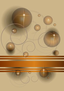 Abstract transparent balls and stars on a beige background clipart