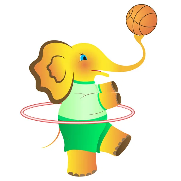 Веселый слон, который занимается спортом. Вектор . — стоковый вектор