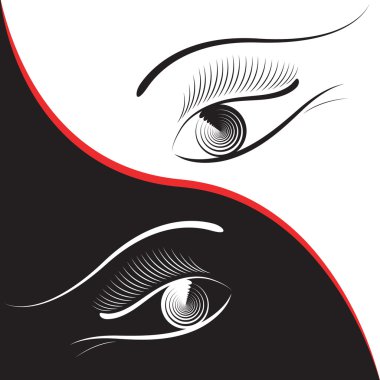 Vector eyes on a black and white background. clipart