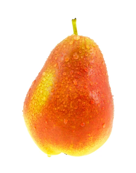 Mogna röda och gula päron med vatten droppar. — Stockfoto