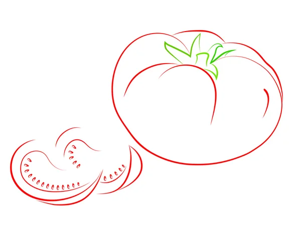 Κόκκινη ντομάτα με λόβια. — Διανυσματικό Αρχείο