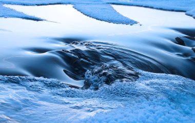 Blue ice and the water making the way and raging from under it clipart